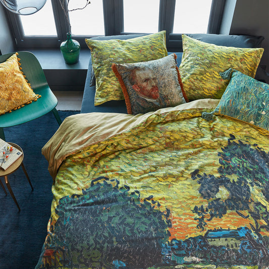 Van Gogh Evening Twilight Ochre Cotton Sateen Quilt Cover Set Queen